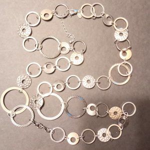 Lia Sophia Improv Mixed Metal Tones Circle Long Necklace